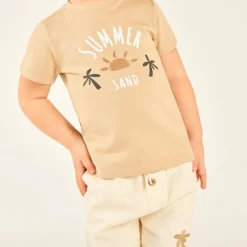 Ensemble 2 pièces t-shirt + bermuda motifs soleil et palmier pour bébé garçon