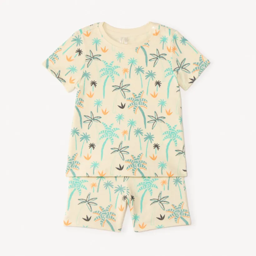 Ensemble 2 pièces t-shirt + bermuda en éponge imprimé fantaisie pour bébé garçon