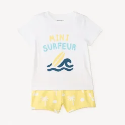 Ensemble 2 pièces t-shirt manches courtes + short imprimé surf pour bébé garçon