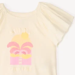 Ensemble 2 pièces t-shirt manches courtes + short motifs palmier pour fille
