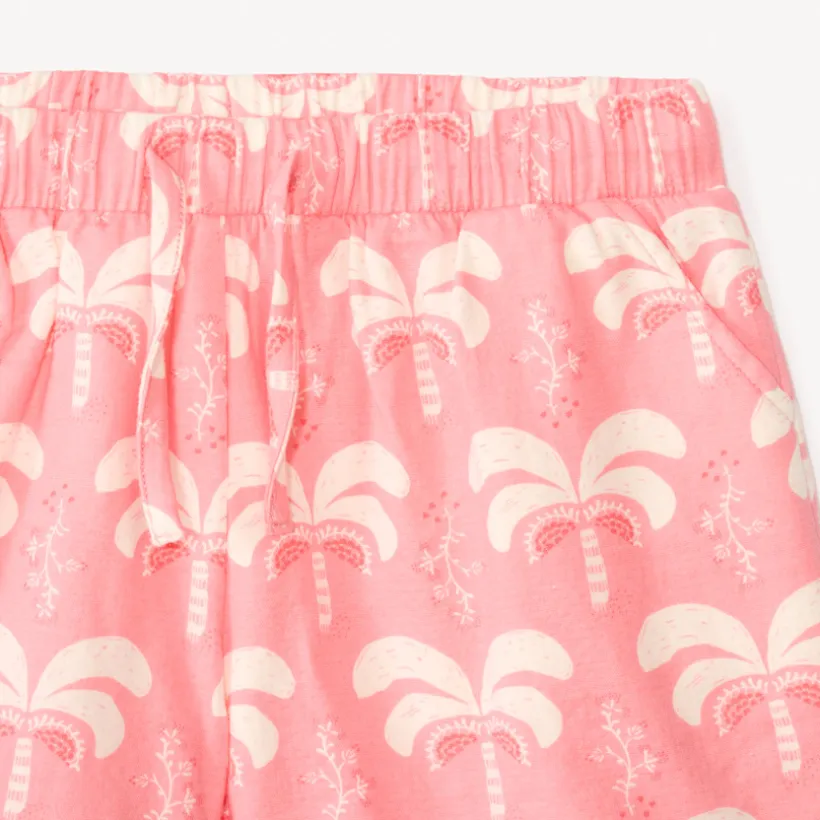Ensemble 2 pièces t-shirt manches courtes + short motifs palmier pour fille