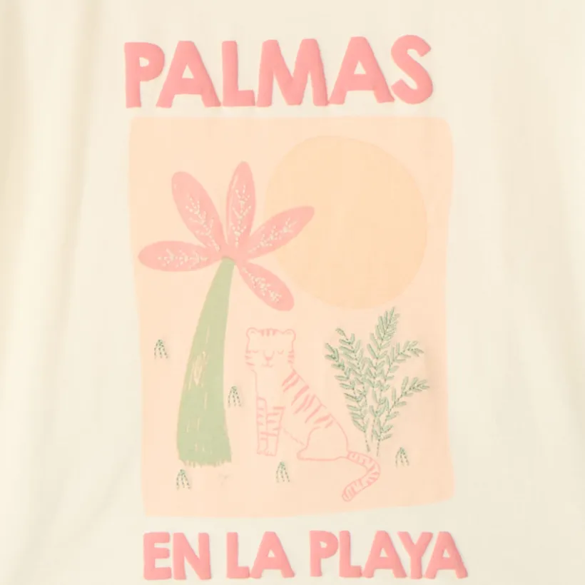 Ensemble 2 pièces t-shirt + short motifs palmiers pour bébé fille