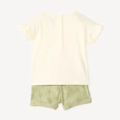 Ensemble 2 pièces t-shirt + short motifs palmiers pour bébé fille