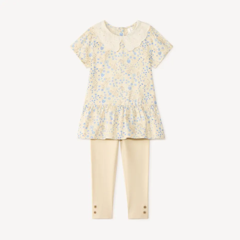 Ensemble 2 pièces tunique + legging fleuris pour bébé fille