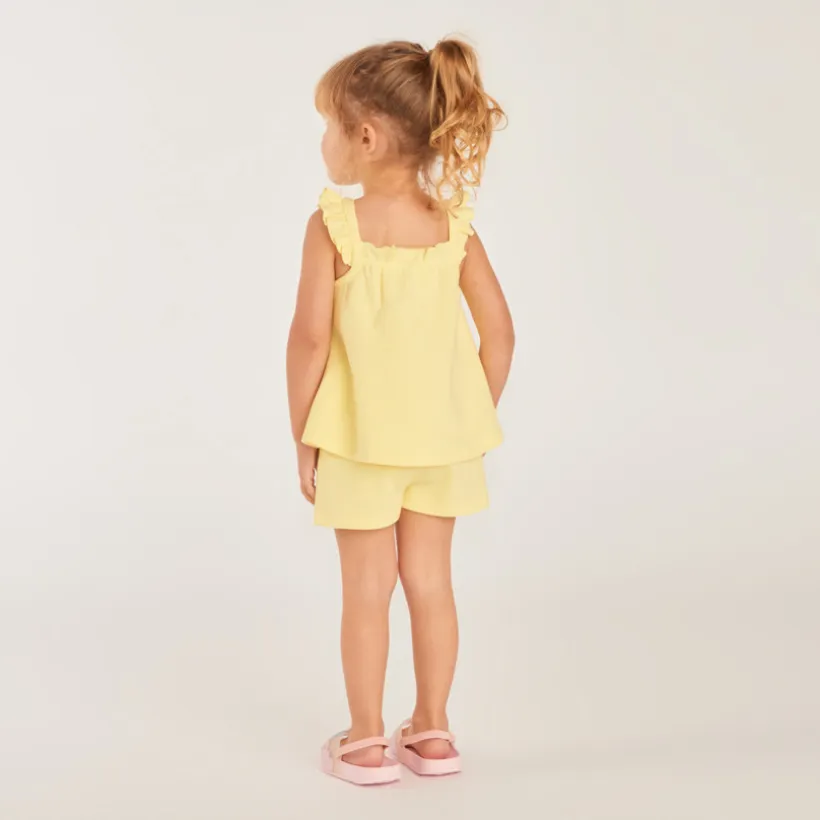 Ensemble 2 pièces tunique + short en maille fantaisie uni pour bébé fille