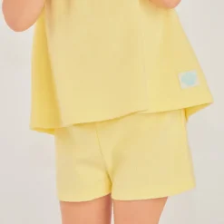Ensemble 2 pièces tunique + short en maille fantaisie uni pour bébé fille