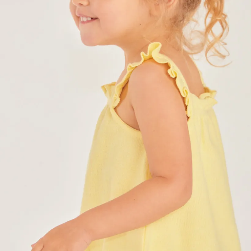 Ensemble 2 pièces tunique + short en maille fantaisie uni pour bébé fille