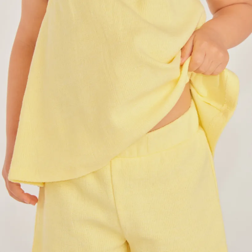 Ensemble 2 pièces tunique + short en maille fantaisie uni pour bébé fille