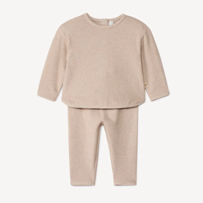 Ensemble 2 pièces uni en coupé-cousu pour bébé