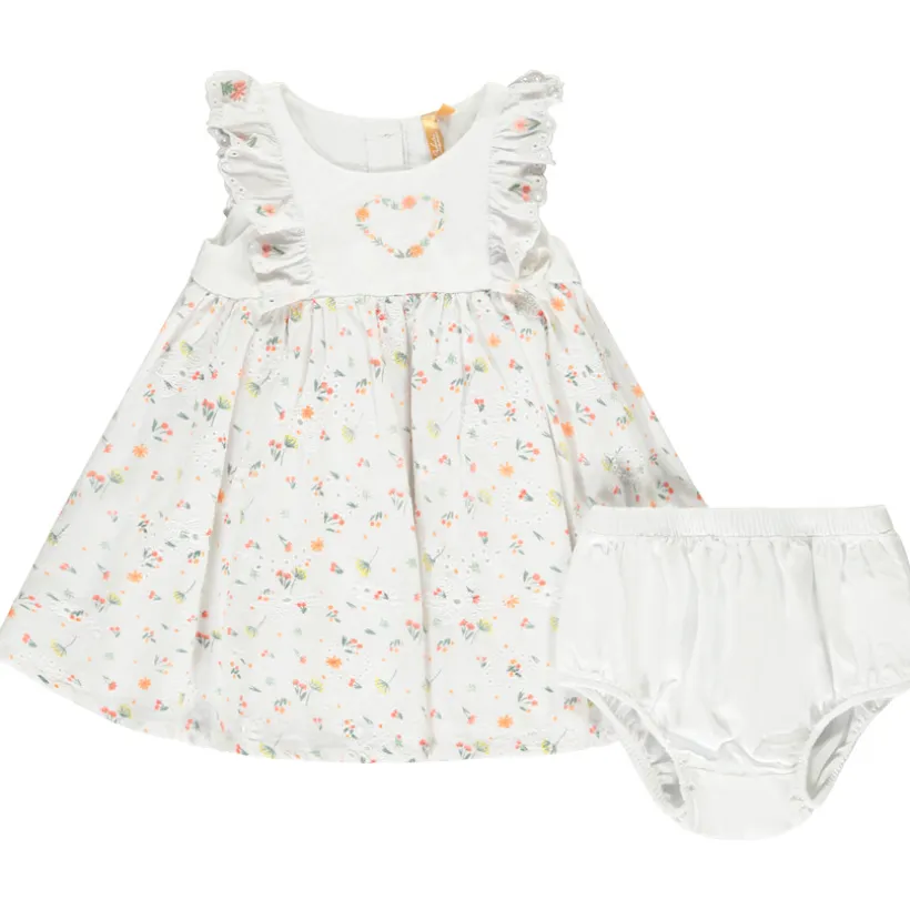 Ensemble robe à fleurs volantée + bloomer pour bébé fille