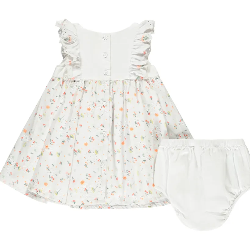 Ensemble robe à fleurs volantée + bloomer pour bébé fille