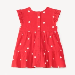 Ensemble robe manches courtes + bandeau imprimé cœurs pour bébé fille