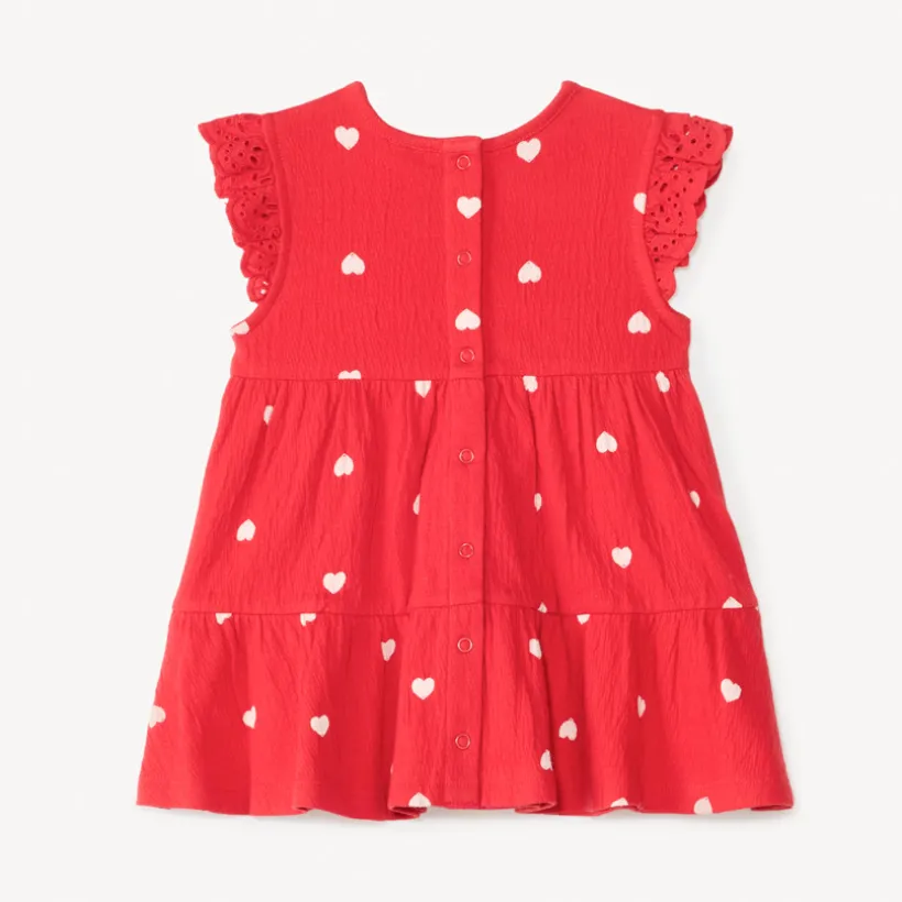 Ensemble robe manches courtes + bandeau imprimé cœurs pour bébé fille