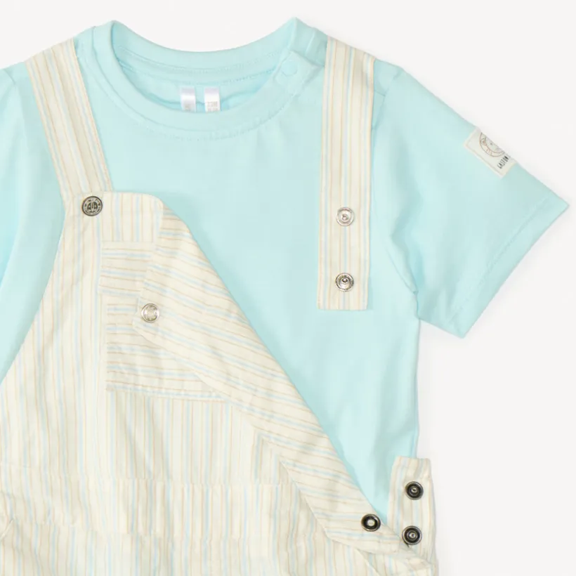 Ensemble salopette et t-shirt manches courtes uni pour bébé garçon