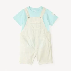 Ensemble salopette et t-shirt manches courtes uni pour bébé garçon