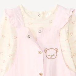 Ensemble salopette et t-shirt manches longues motifs ourson pour bébé fille