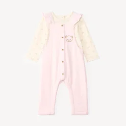 Ensemble salopette et t-shirt manches longues motifs ourson pour bébé fille