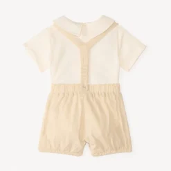 Ensemble salopette short + chemise col Claudine pour bébé garçon