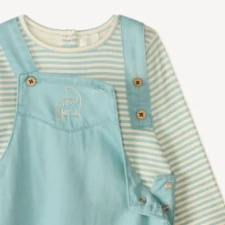 Ensemble salopette + t-shirt broderie dino pour bébé garçon