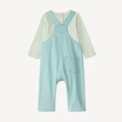 Ensemble salopette + t-shirt broderie dino pour bébé garçon