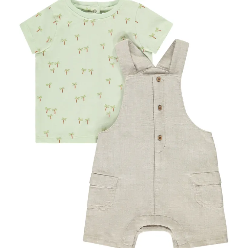 Ensemble salopette + t-shirt imprimé palmier pour bébé garçon