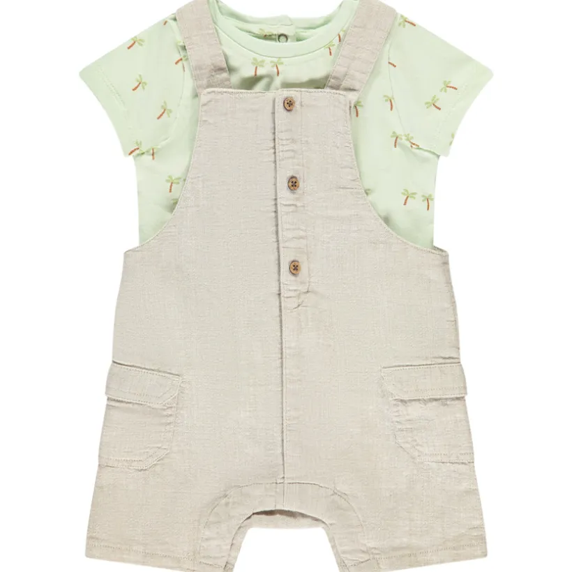 Ensemble salopette + t-shirt imprimé palmier pour bébé garçon