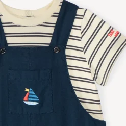 Ensemble salopette + t-shirt marinière pour bébé garçon