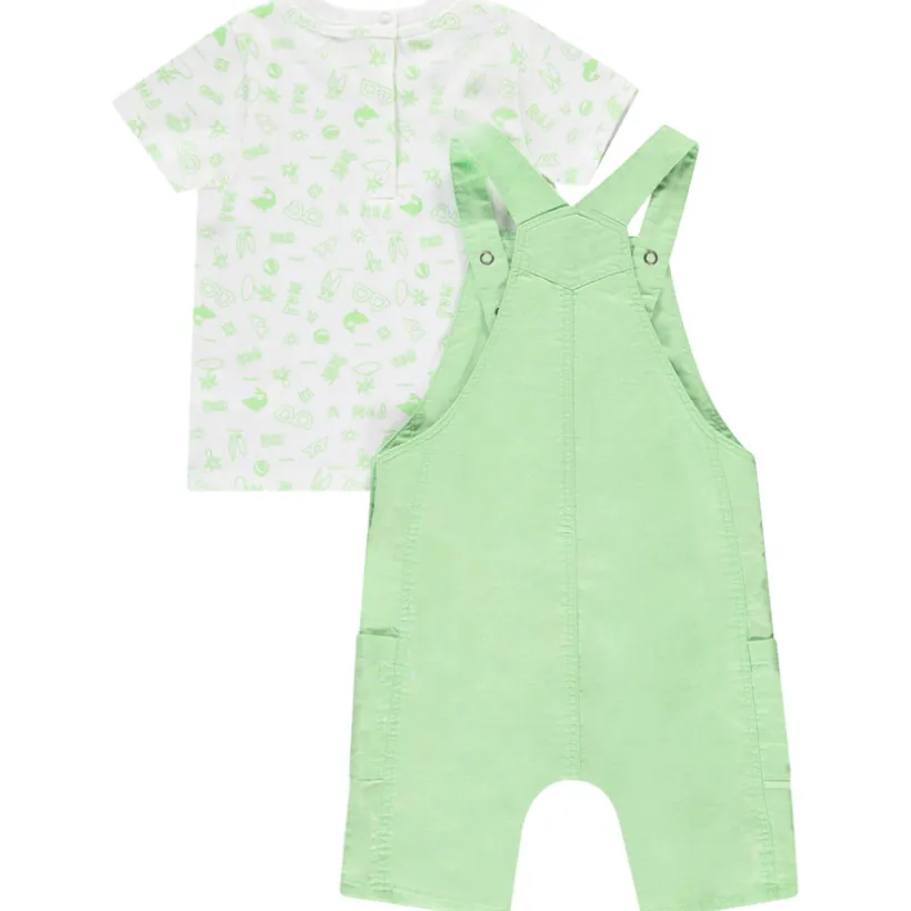 Ensemble salopette uni + t-shirt fantaisie pour bébé garçon