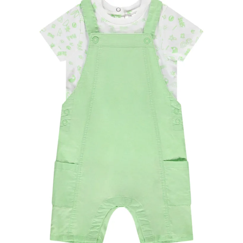 Ensemble salopette uni + t-shirt fantaisie pour bébé garçon