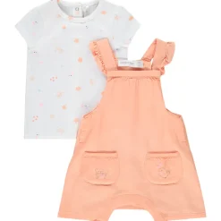 Ensemble salopette uni + t-shirt imprimé fantaisie pour bébé fille