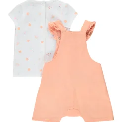 Ensemble salopette uni + t-shirt imprimé fantaisie pour bébé fille