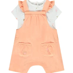 Ensemble salopette uni + t-shirt imprimé fantaisie pour bébé fille