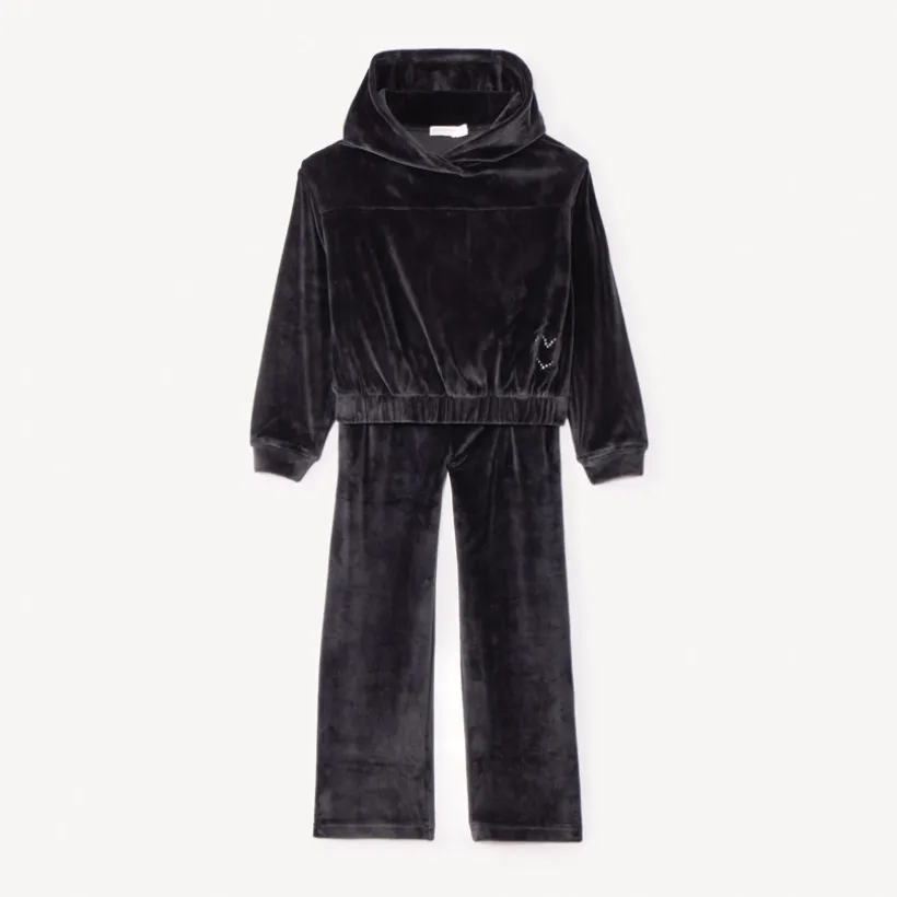 Ensemble sweat à capuche + jogging en velours pour fille