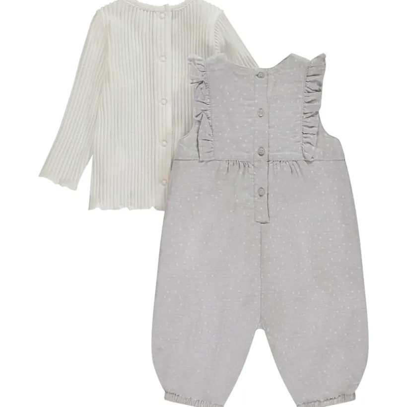 Ensemble t-shirt manches longues + salopette pour bébé fille