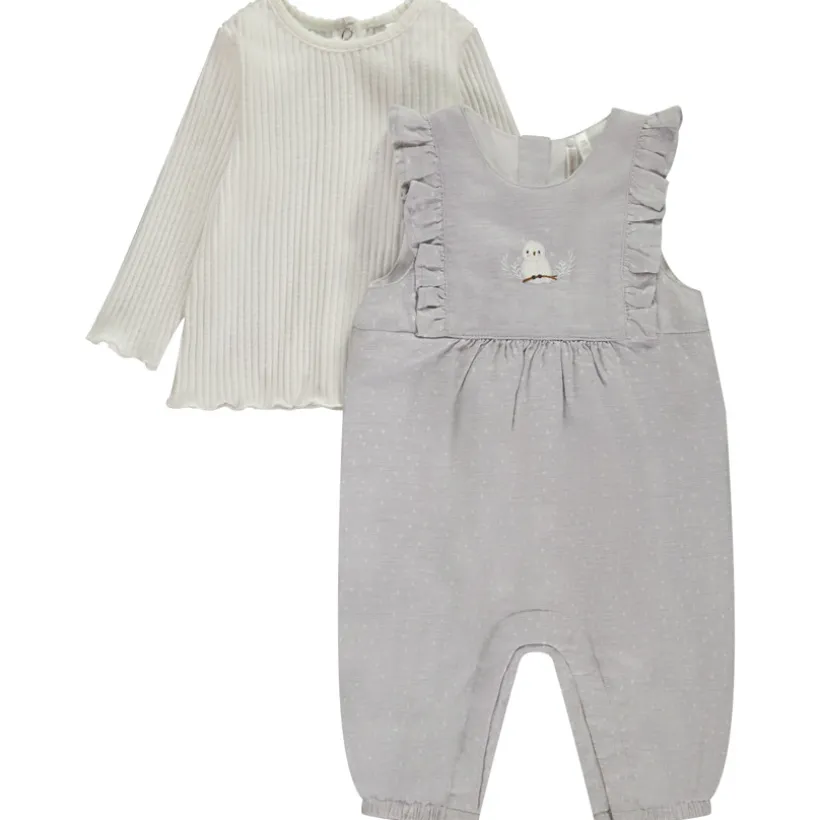Ensemble t-shirt manches longues + salopette pour bébé fille