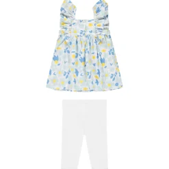 Ensemble tunique à fleurs plates + caleçon uni pour bébé fille