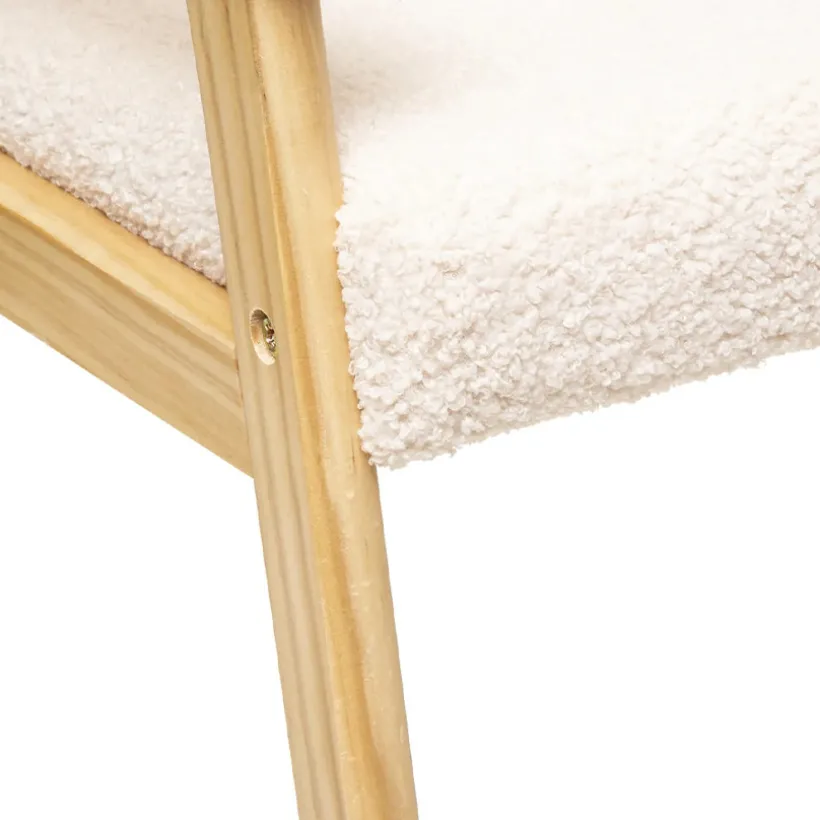 Fauteuil pour enfant en bois Basile effet bouclette écru
