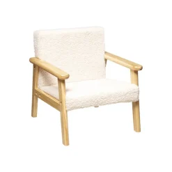 Fauteuil pour enfant en bois Basile effet bouclette écru