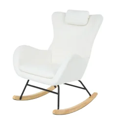 Fauteuil Rocking Chair Marceau en bouclette blanche