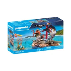 Figurine pirate avec radeau flottant et trésor