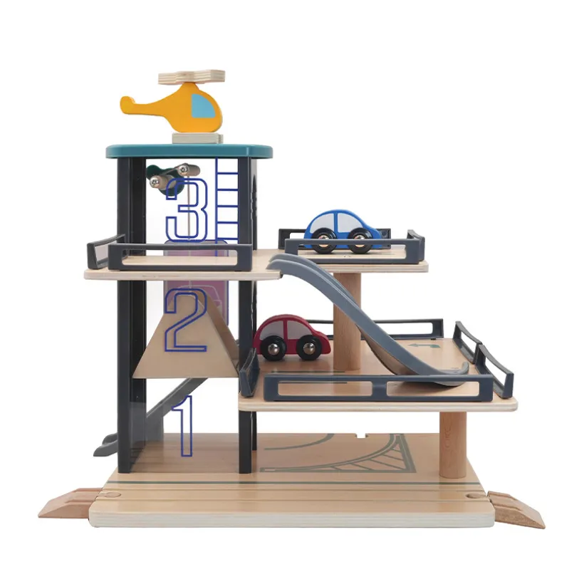 Garage publique en bois avec 3 véhicules
