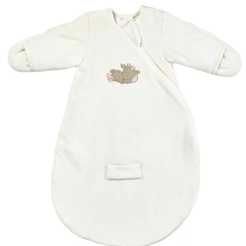 Gigoteuse avec manches et moufles - 60cm - Velours Fanfan - Blanc