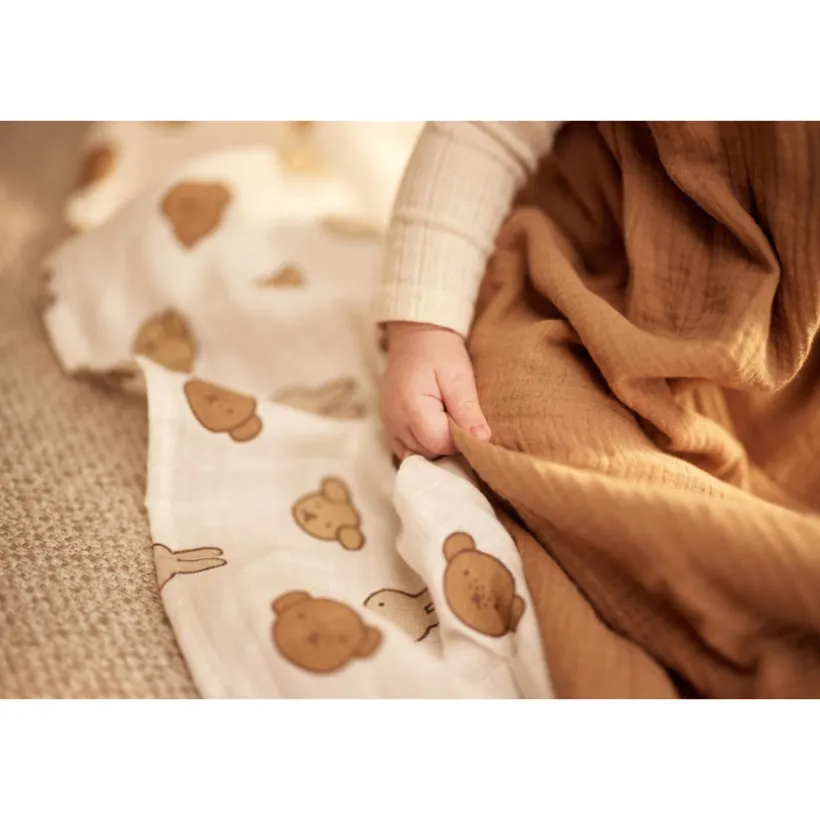 Gigoteuse sans manches 70cm gaze de coton Biscuit