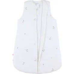 Gigoteuse sans manches 70cm Mousseline bio ouatinée Brodée Blanc