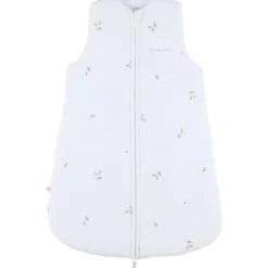 Gigoteuse sans manches 70cm Mousseline bio ouatinée Brodée Blanc