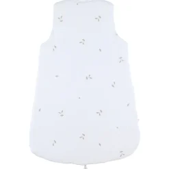 Gigoteuse sans manches 70cm Mousseline bio ouatinée Brodée Blanc
