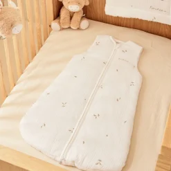 Gigoteuse sans manches 50cm TOG 2 en mousseline brodée blanc