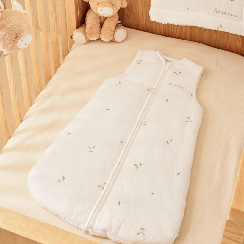 Gigoteuse sans manches 50cm TOG 2 en mousseline brodée blanc