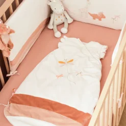 Gigoteuse sans manches en veloudoux 70 cm Libellule écru