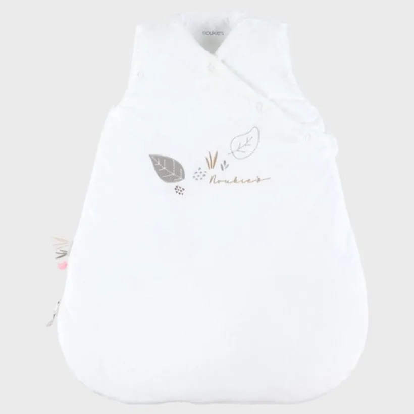 Gigoteuse veloudoux 50cm sans manches Brodée Ecru